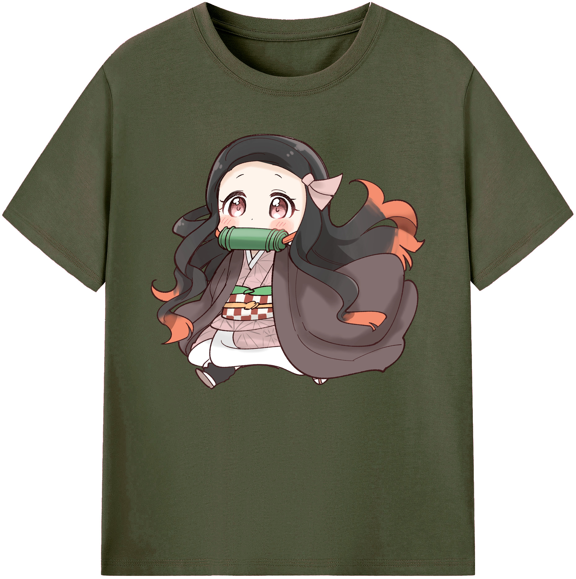 （画像用） 鬼滅の刃（きめつのやいば）竈門 禰󠄀豆子／かまど ねずこ Kamado Nezuko 綿100％ メンズ半袖Tシャツ｜肌触りやわらか＆通気性